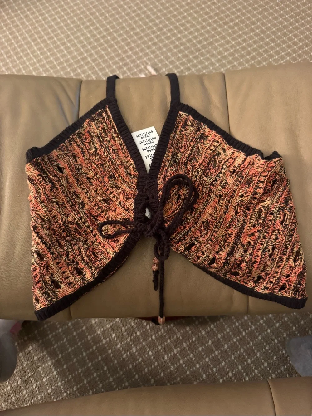 Urban Outfitters Coral and Black Crochet Bandeau Bralette